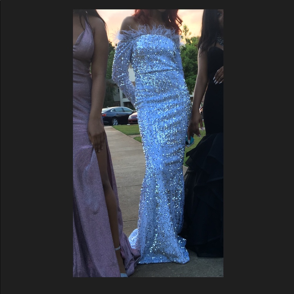 Sequin Fur Prom/ Formal Dress